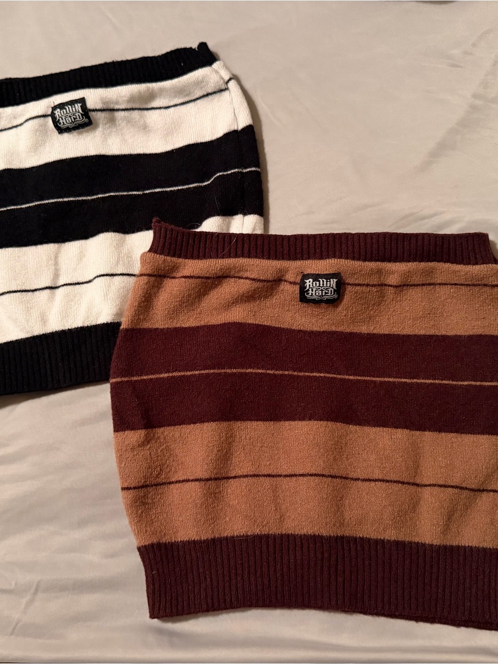 Rollin' Hard Striped Knit Tube Top — Brown & Burgundy